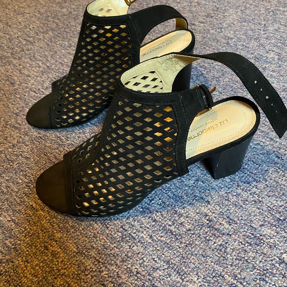 Liz Claiborne Black Cutout Heeled Sandals